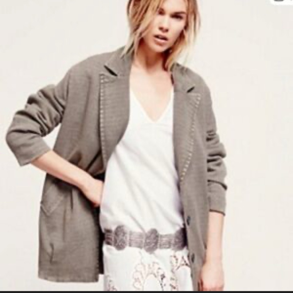 Free People Gray Slouchy Boyfriend Blazer Jacket. Size L (by measurements)